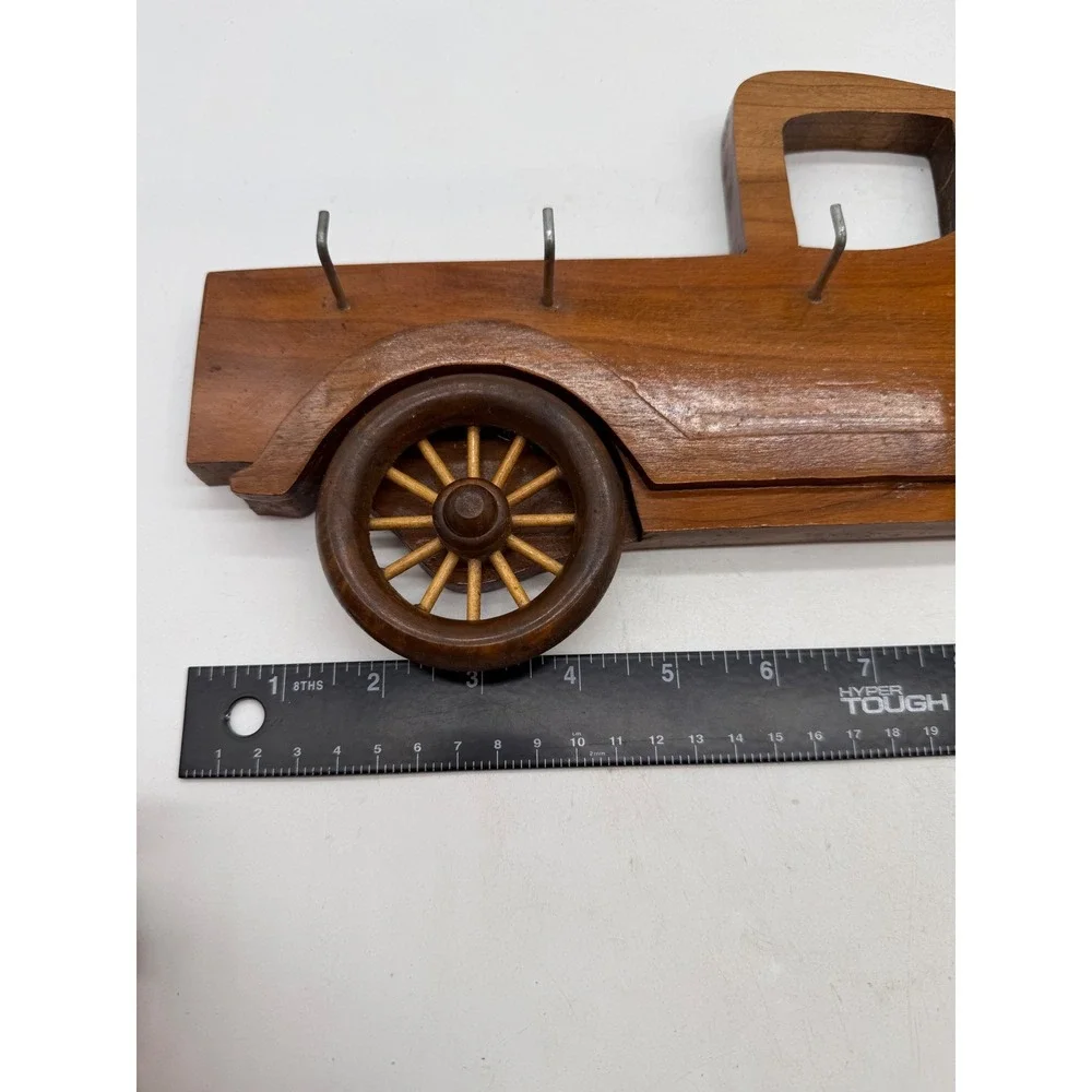 Vintage Wooden Antique Truck Wall Key Rack 5 Hook Entryway Organizer